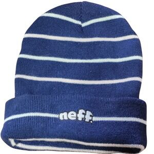Neff blue & white striped beanie Skate Snowboarding Beanie OSFM‎